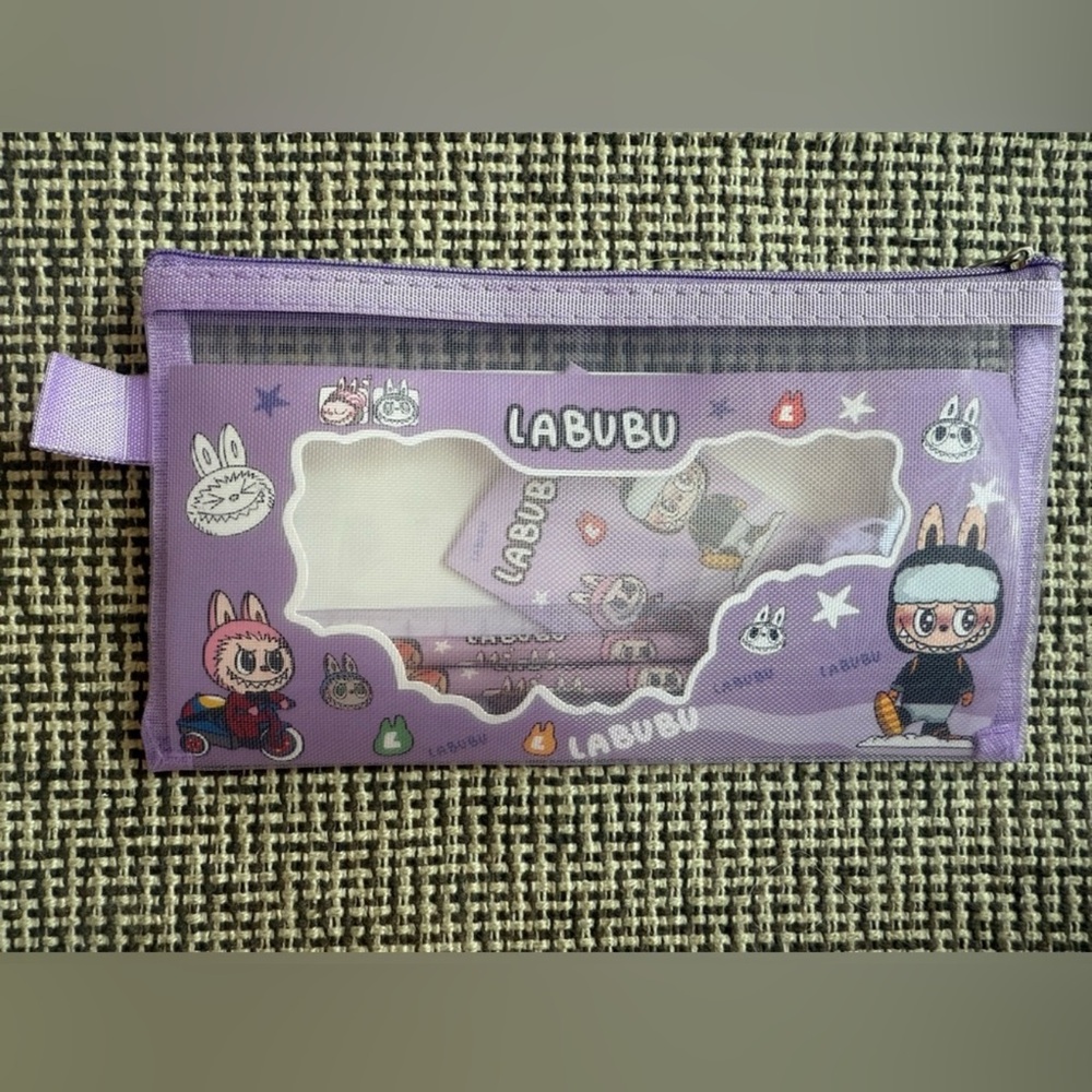 Labubu Stationery Set With Pencil Case, Purple